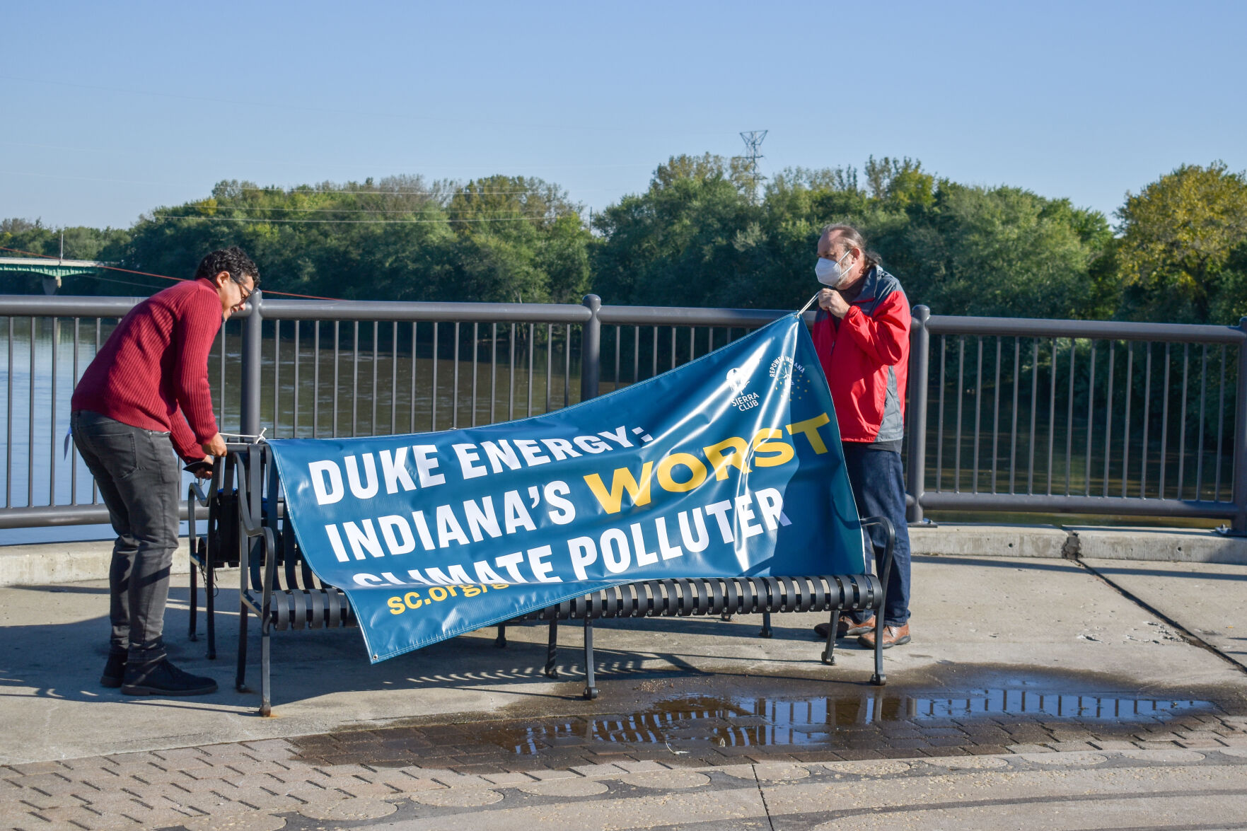 10/16/21 "Get Moving Duke" Rally Takes Over Pedestrian Bridge, banner